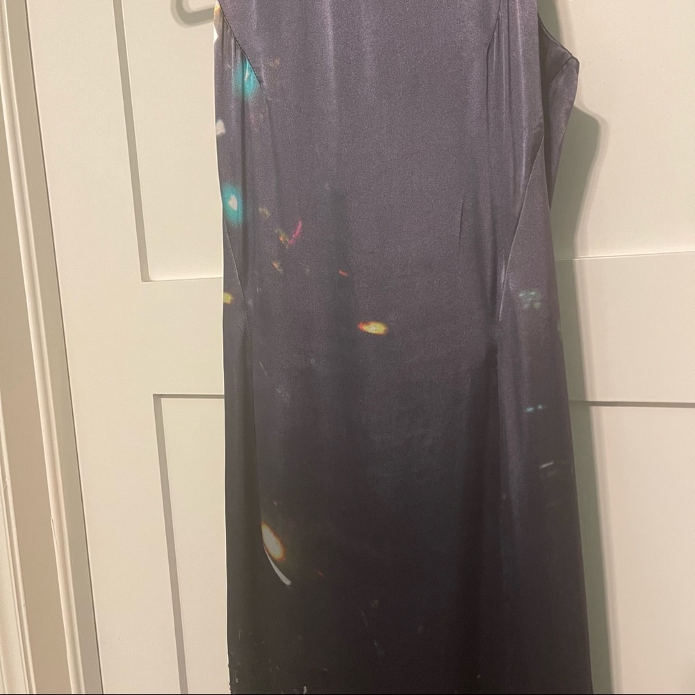 NWT H&M size 2 gorgeous blue purple silk blend dress gown with draped back! - Picture 2 of 13